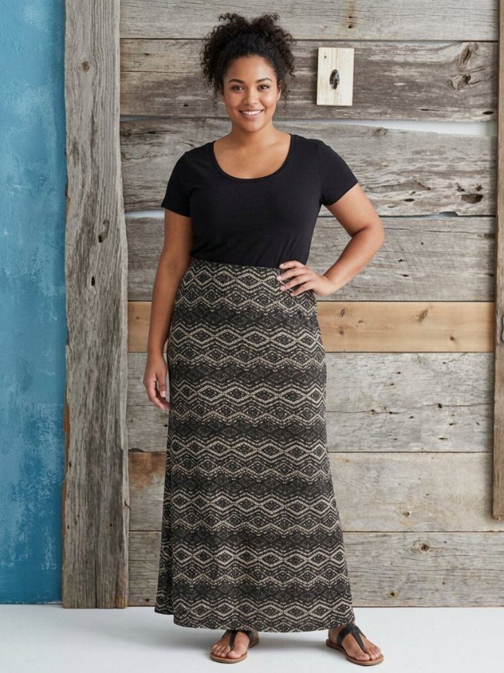 𝅺plus size 1X Fold over waistband, maxi skirt